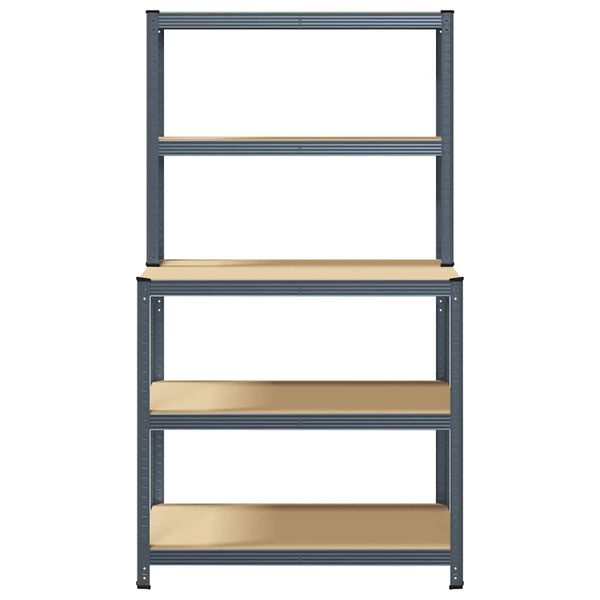 vidaXL 5-līmeņu darba galds ar plauktiem, antracītpelēks tērauds, koks