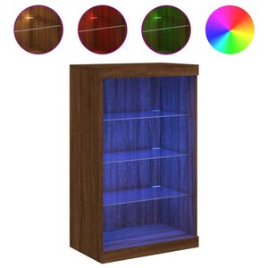 vidaXL kumode ar LED lampiņām, brūna koka krāsa, 60,5x37x100 cm