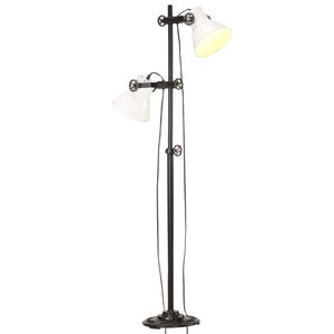 vidaXL grīdas lampa ar 2 abažūriem, balta, E27, čuguns