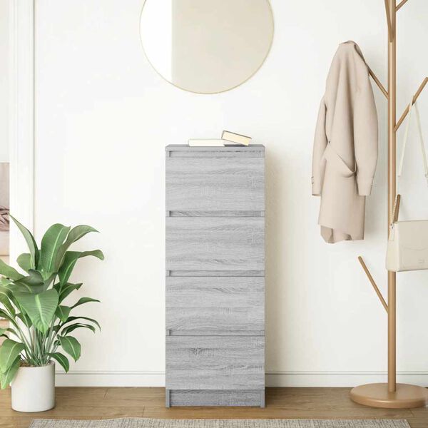 vidaXL kumode, pelēka ozolkoka, 37,5x35x99 cm, inženierijas koks