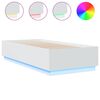 vidaXL gultas rāmis ar LED, balts, 90x200 cm, inženierijas koks