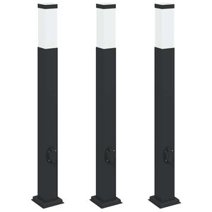 vidaXL stabveida gaismekļi ar kontaktligzdu, 3 gab., 80 cm, melni, IP44
