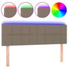 vidaXL gultas galvgalis ar LED, 144x5x78/88 cm, pelēkbrūns audums