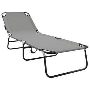vidaXL Saliekamais sauļo&scaron;anās krēsls Pelēka 188 x 57 x 86,5 cm