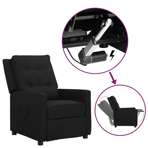 vidaXL atpūtas krēsls, paceļams, melns audums