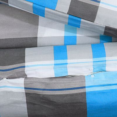 vidaXL gultasveļas komplekts, zils un pelēks, 220x240 cm, kokvilna