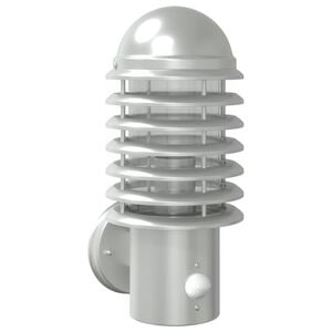 vidaXL āra sienas lampa ar sensoru, sudrabaina, nerūsējo&scaron;ais tērauds