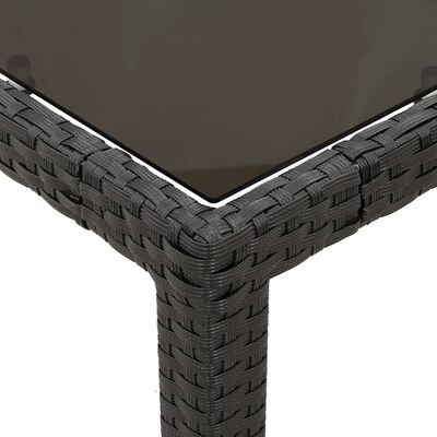 vidaXL 3-daļīgs bistro mēbeļu komplekts, matrači, melna PE rotangpalma
