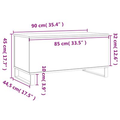 vidaXL kafijas galdiņš, melns, 90x44,5x45 cm, inženierijas koks