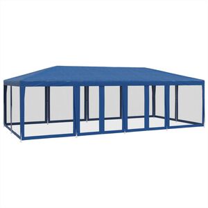 vidaXL svinību telts, ar 12 sieta sienām, 8x4 m, zila, HDPE