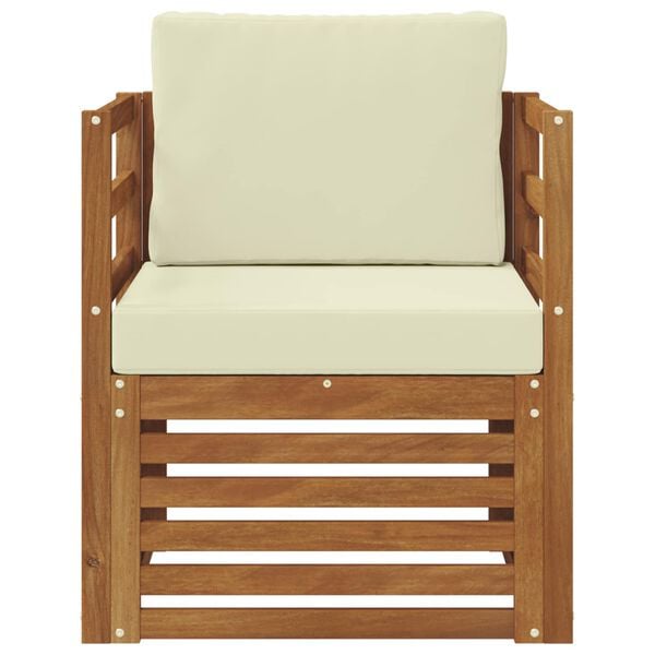 vidaXL Āra dīvānu komplekts Cieta akācijas koks un poliesters Dabiska