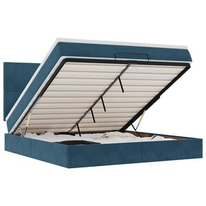 vidaXL Osmaņu gultas rāmis ar matračiem tum&scaron;i zils 160x200cm audums