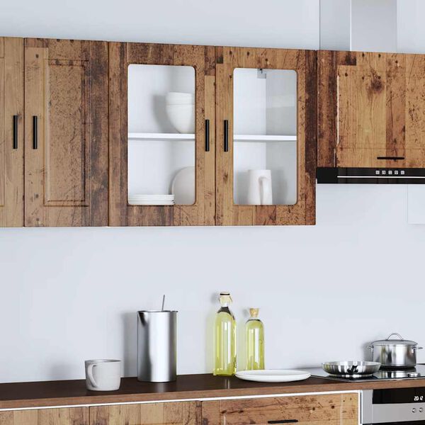 vidaXL virtuves sienas skapis ar stikla durvīm Porto veci dēļi