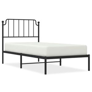 vidaXL gultas rāmis ar galvgali, melns metāls, 90x200 cm