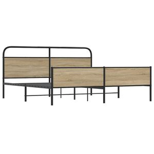vidaXL gultas rāmis bez matrača, metāls, 193x203cm, ozolkoka imitācija
