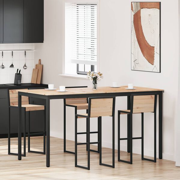 vidaXL Bāra galds Dabiska 110 x 55 x 105 cm Ciets priedes koks