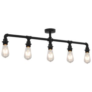 vidaXL griestu lampa, melna, 5 x E27 spuldzes