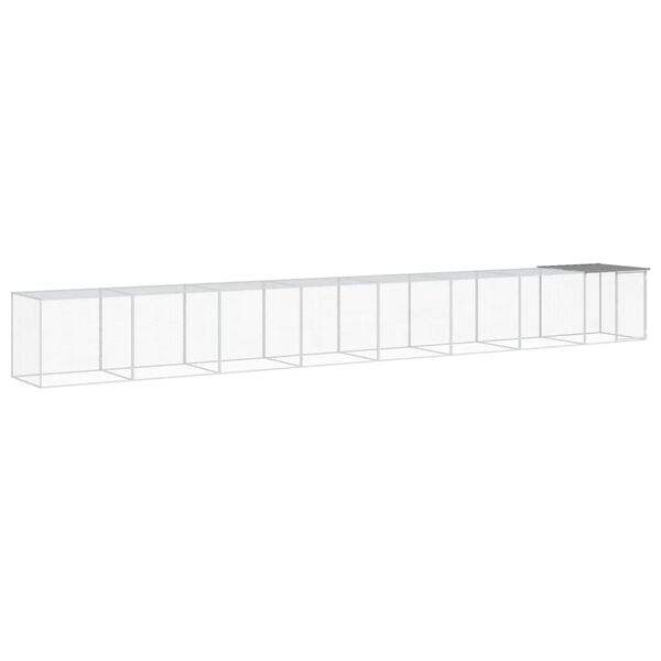 vidaXL vistu būris, jumts, gai&scaron;i pelēks, 803x98x90 cm, cinkots tērauds