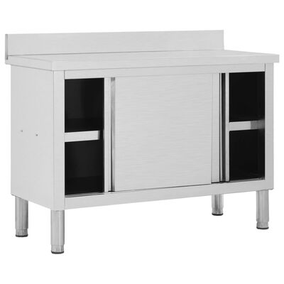 vidaXL darba galds ar bīdāmām durvīm, 120x50x(95-97) cm, tērauds