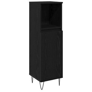 vidaXL Vannas istabas skapītis Melns ozolkoks 30 x 30 x 100 cm