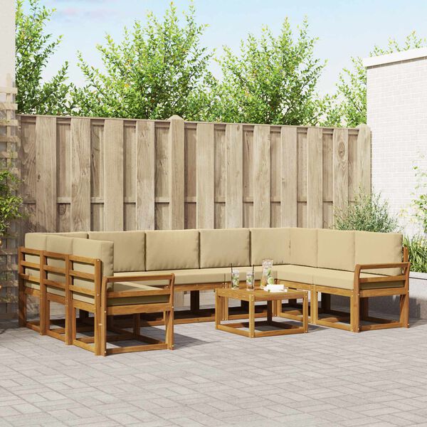 vidaXL Āra dīvānu komplekts ar spilvenu 10 pcs Dabisks un bē&scaron;s