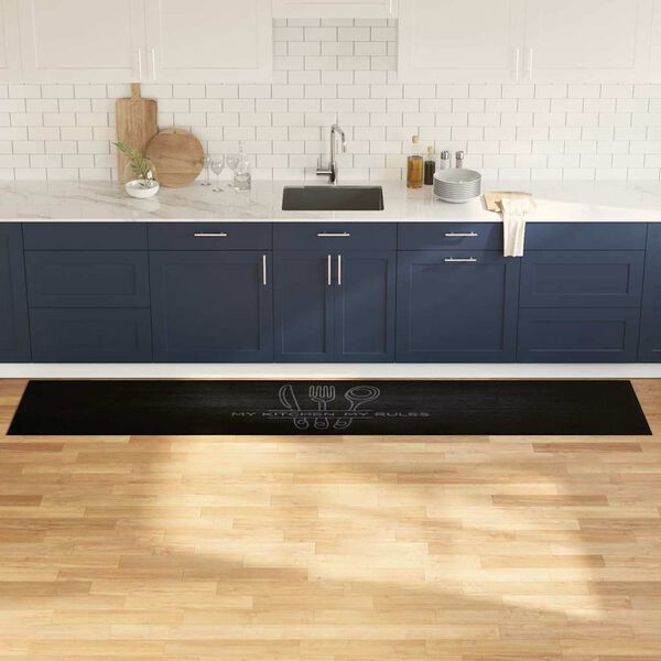 vidaXL Virtuves paklājs Melna 300 x 60 cm Samts