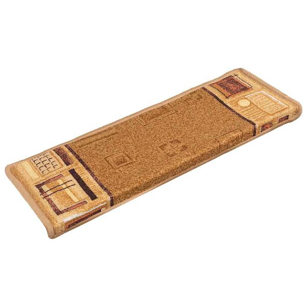 vidaXL kāpņu paklāji, 15 gab., pa&scaron;līmējo&scaron;i, 65x21x4 cm, bē&scaron;i