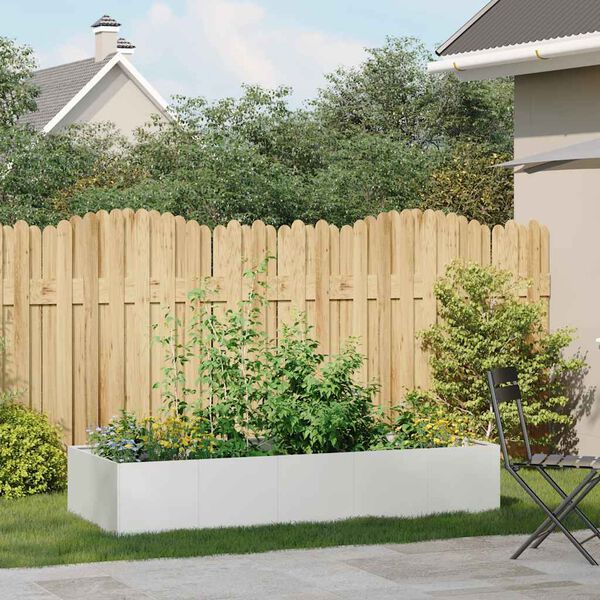 vidaXL puķu kaste, balta, 200x80x40 cm, tērauds