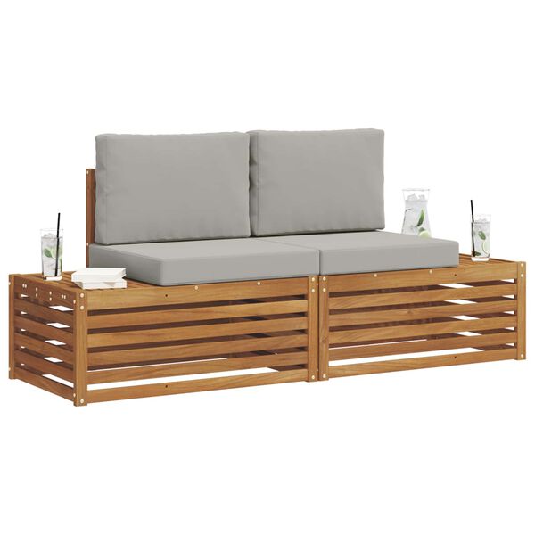 vidaXL Āra dīvānu komplekts 2 Gabals Dabīgs un gai&scaron;i pelēks