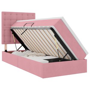 vidaXL LED uzglabā&scaron;anas gulta ar matraci Rozā 90 x 190 cm Samts