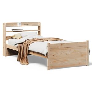 vidaXL gultas rāmis ar galvgali, 75x190 cm, priedes masīvkoks