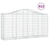 vidaXL arkveida gabiona grozi, 12gb., 200x50x100/120cm, cinkota dzelzs