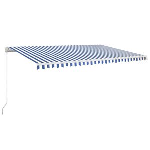 vidaXL izvelkama markīze ar LED, 500x350 cm, manuāla, zila un balta