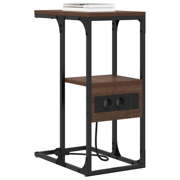 vidaXL Nakts skapītis ar atvilktni brūna ozolkoka 41.5 x 26 x 60.5 cm