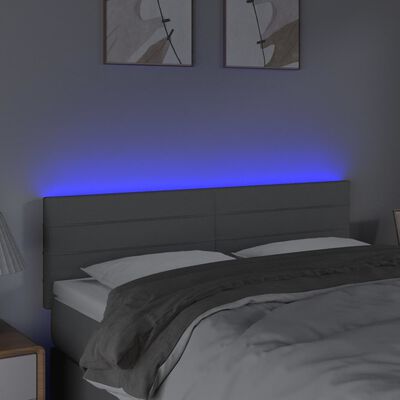 vidaXL gultas galvgalis ar LED, 144x5x78/88 cm, gaiši pelēks audums