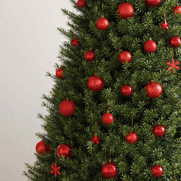 vidaXL Ziemassvētku eglītes rotājumi, 111 daļas, sarkans polistirols