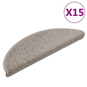 vidaXL kāpņu paklāji, 15 gab., pa&scaron;līmējo&scaron;i, 56x17x3 cm, sudraba krāsā
