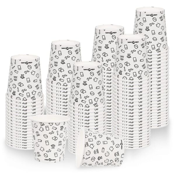 vidaXL kafijas papīra krūzes, 200 ml, 100 gab., baltas un melnas