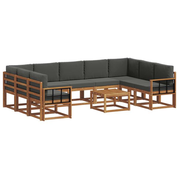 vidaXL Āra dīvānu komplekts ar spilvenu 10 pcs Dabisks un antracīts