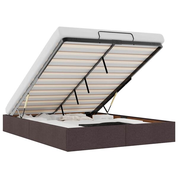 vidaXL Osmaņu gultas rāmis bez matrača tumši pelēks 140x200 cm audums