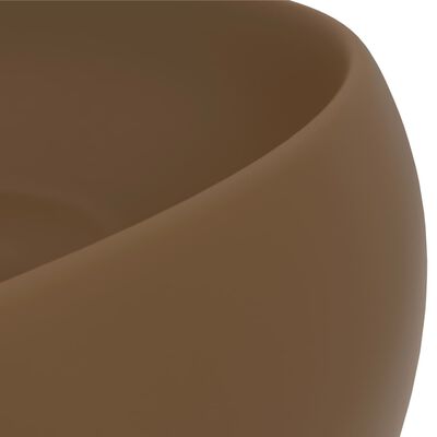 vidaXL izlietne, apaļa, 40x15 cm, matēta krēmkrāsas keramika