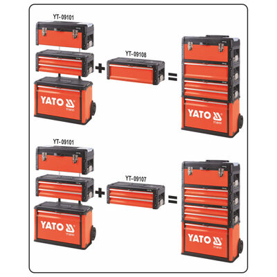 YATO instrumentu ratiņi ar 3 atvilktnēm, 52x32x72 cm