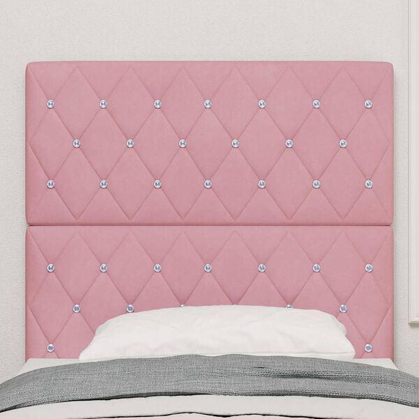 vidaXL LED gultas galva ar galvas klāju Rozā 100 cm Poliesters