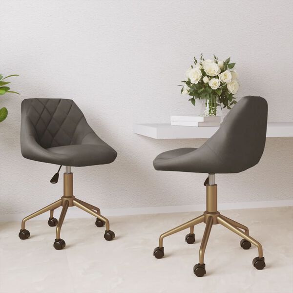 vidaXL grozāmi virtuves krēsli, 2 gab., tum&scaron;i pelēks samts