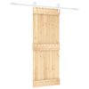 vidaXL Slīdo&scaron;ās durvis Dabisks un balts 80 x 210 cm Cieta priedes koks