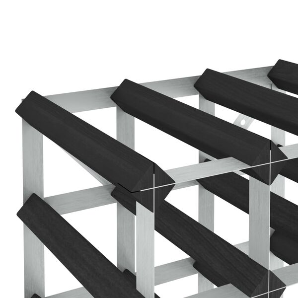 vidaXL vīna pudeļu plaukts 72 pudelēm, melns priedes masīvkoks