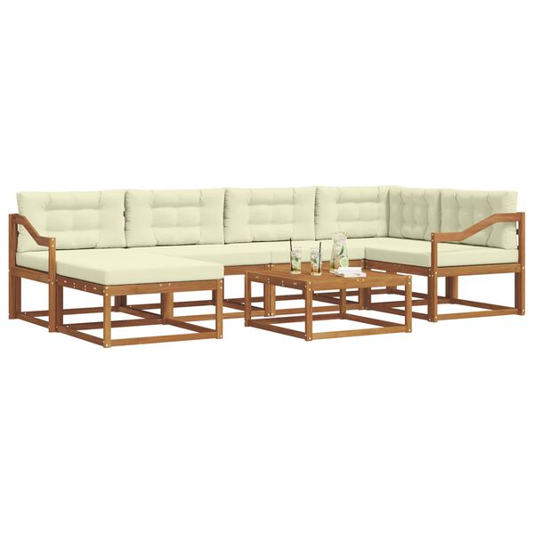 vidaXL Āra dīvānu komplekts ar spilvenu 7 pcs Dabisks un krējuma