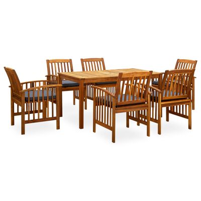 3058089 vidaXL 7 Piece Garden Dining Set with Cushions Solid Acacia Wood (45962+2x312131)