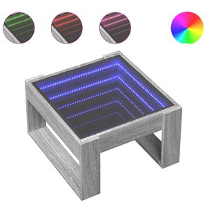 vidaXL kafijas galdiņ&scaron; ar LED, pelēka ozolkoka krāsa, 50x53x30 cm