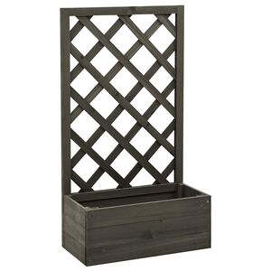 vidaXL puķu kaste ar &scaron;paleru, pelēka, 50x25x90 cm, egles masīvkoks